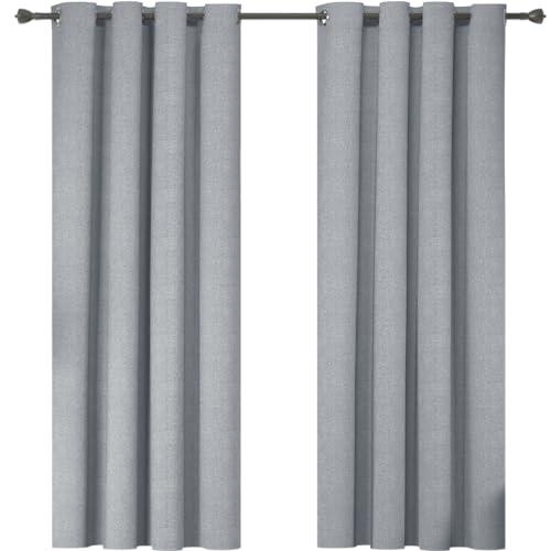 Ystyle Cortina Opacas 100% de Lino 2 Piezas, 140×240cm, Cortinas Termicas Aislantes Frio Y Calor, Cortinas Dormitorio Salon Habitacion Modernas, Cortina Antiruido Blackout Curtains, Gris Claro