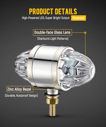 Image of Partsam 1x Glass Watermelon LED Light Dual Revolution Double-Face Amber Red Light-Purple Turn Signal Marker Auxiliary Lamp, Zinc Alloy Housing Clear Lens Post Mount for Trucks Trailers, 10-30V