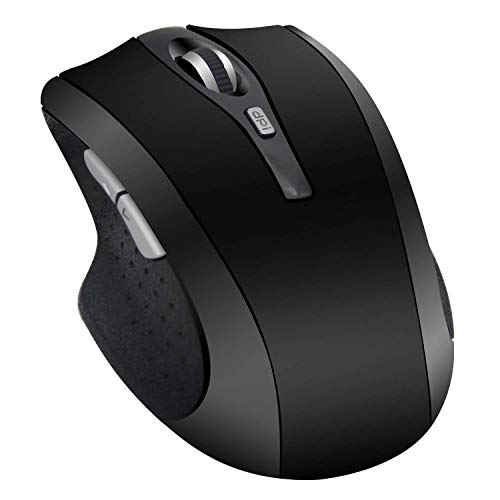Preisvergleich Produktbild KINGCOO Bluetooth Maus, Geräuschlose USB Wiederaufladbare Ergonomische Drahtlose Bluetooth Gaming Maus 6 Tasten,800 / 1200 / 1600 DPI 3 einstellbare DPI für Laptop Android Tablet (Schwarz)