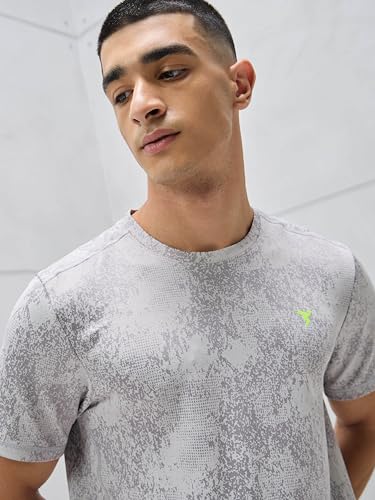 Image of TECHNOSPORT Men Polyester Regular Fit Half Sleeve Jacquard T-Shirt with Double Cool, Quick Dry & Anti Microbial for Sports, Running & Casual Use