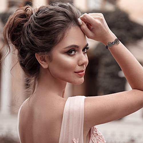 Hinzic 6Pcs Rhinestone Bow Hair Ties Crystal Bling Hair Scrunchies Ponytail Holder Vintage Bracelet For Women Girls Hair Accessorie (2 Styles) #TOP6