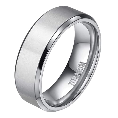 Zakk Alliances pour homme et femme En titane Argent mat brossé Bague de fiançailles Mariage 4mm 6mm 8mm 10mm (8mm,65 (20.7))