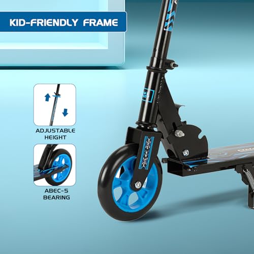 Image of Amazon Brand - Jam & Honey- Kick Scooter for Kids Ages 6-13 Years | Foldable with 3 Adjustable Height | 2 Wheels | BIS Certified | Max Weight Capacity 50kg (Blue)
