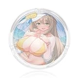 灰皿 ブルーアーカイブ 十六夜ノノミ ガラス灰皿 丸型 タバコ固定 ガラス 透明 デザイン 滑り止めパッド付 置物 洗いやすい 喫煙具 オフィス 飲食店 タバコ用 業務用 プレゼント 8.5*3.5cm