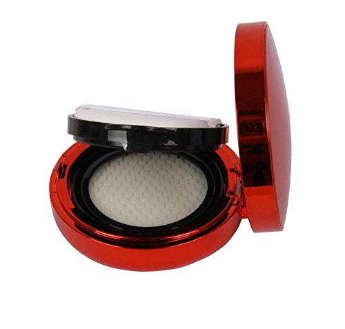 1Set 15g/0.5oz Empty Air Cushion Powder Puff Box with Mirror and Sponge Puff-DIY BB CC Cream Storage Containers Makeup Case Liquid Foundation Holder DIY Beauty Tool(Red)