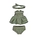 Miniland Dolls: Set di vestiti da maglia, realizzato con materiali riciclati, per bambino, da 21 cm. Modello: vestito e fascia in verde.