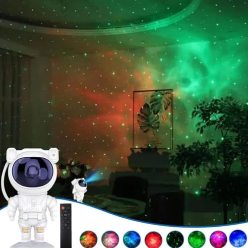 Image of One94Store Astronaut Galaxy Projector Night Light - 360 Rotating Star Nebula Lamp with Remote, Timer & Adjustable Head for Kids Bedroom, Home Decor, Gaming Room & Party Lights