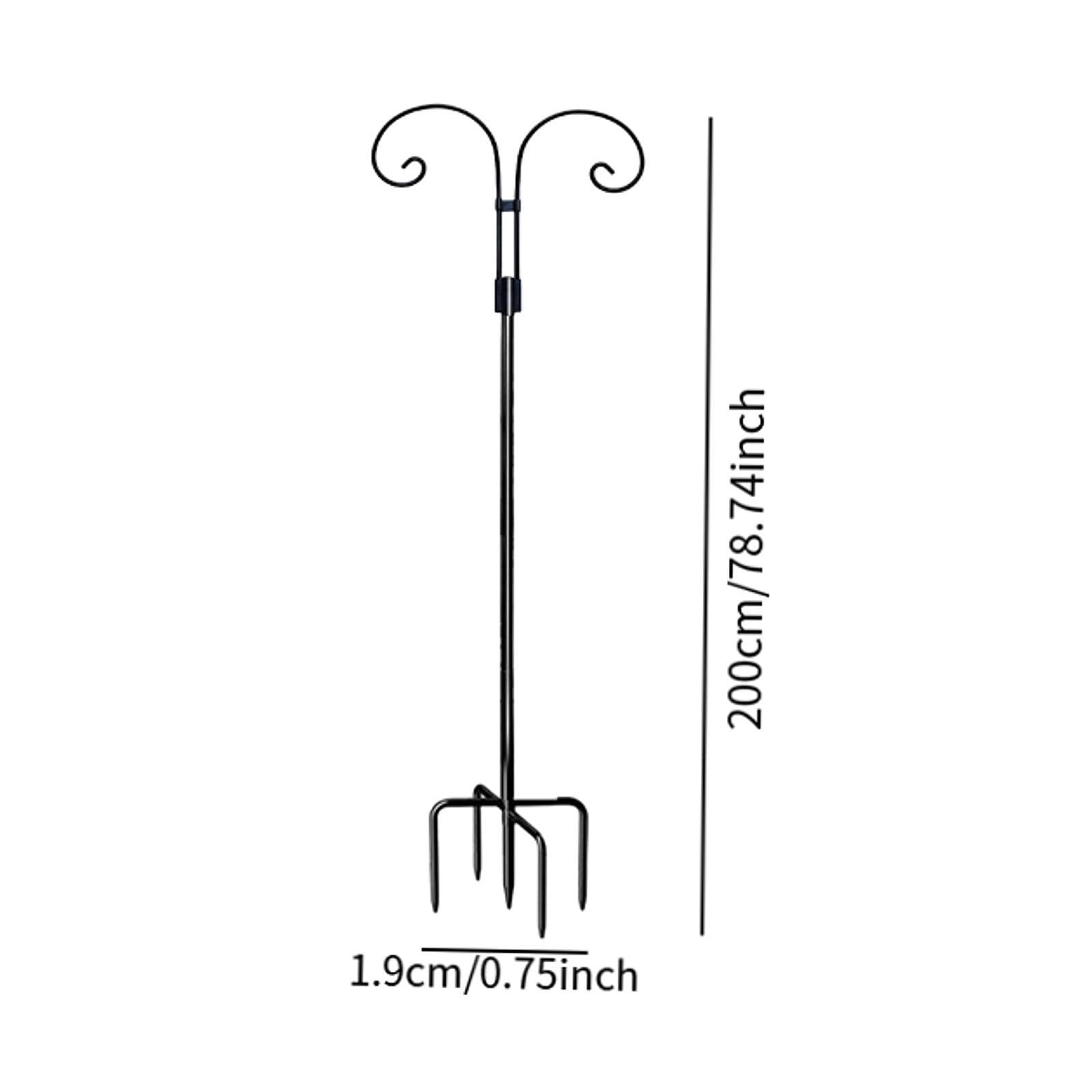 Supporto in Metallo con Gancio da Pastore per Supporti da Giardino Sospesi E Mangiatoie per Uccelli, Altezza 2m