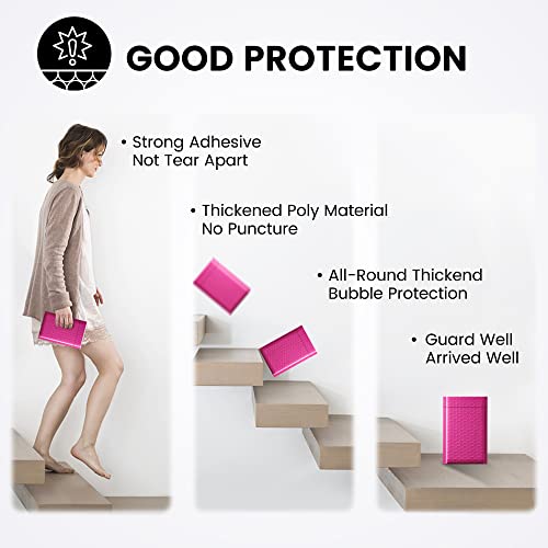 Image of Fuxury Bubble Mailers 4x8 inch 100 Pack Pink Bubble Mailers Usable Size 4x7 inch Small Padded Envelopes Waterproof Mailing Envelopes Bubble Padded