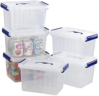 Eudokky 6 Liter Plastic Lidded Boxes for Storage, 6 Packs, Transparent