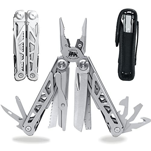 Folding Multitool Plier With Tungsten Steel Wire Cutter,Cool Gadget Gift For Men Dad Husband,With Sheath For Survival,Camping, Exploring By Dignity Lion(Silver) #TOP1