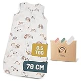Räuberella Schlafsack für Babys 0.5 TOG, Musselin Baumwolle, mit Reißverschluss (Regenbogen)