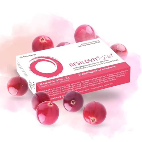 Resilovit pill, Vitalstoffausgleich zur Antibabypille. Mit Vitaminen, Mineralstoffen, Coenzym Q10 und Cranberry-Extrakt. 28 Kapseln für 28 Tage
