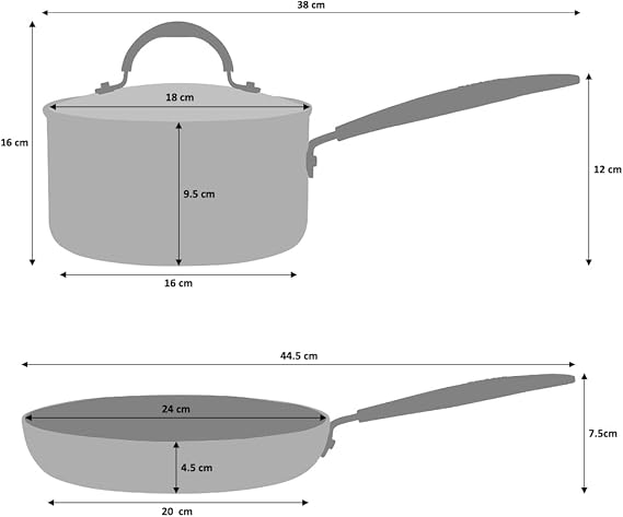 ProCook Gourmet Cookware Set with Stay Cool Handles Ceramic Non Stick Coating Induction & Oven Safe Pans Cooking Pots - 4 Piece, 14/16/18/24 cm, 1/1.6/2.3 L