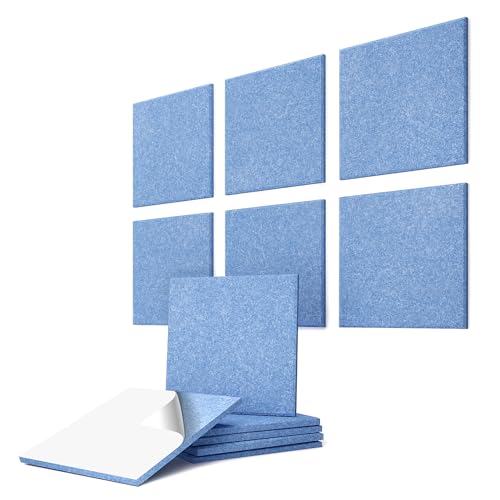 vilz Akustik Wandpaneel 6 Stück aus recyceltem Filz - Filzplatten quadratisch Schallschutz 275x275x12 mm Farbe Himmelblau