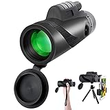 JUOIFIP 12X50 Monocular Telescope, High Power Monocular with Smartphone Holder & Tripod, Waterproof Zoom Telescope, BAK4 Prism Dual Focus for Bird Watching Hunting Traveling Concert Low Night Vision