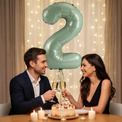 Image of YPSelected 32 Inch Large Foil Helium Number Balloon Birthday Wedding Party 0-9 (Olive Green, 2)