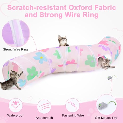 Glittme Cat Tunnel, Cat Tunnels Para Gatos De Interior, S-Shape Peekaboo Cat Cave Com Brinquedos Par