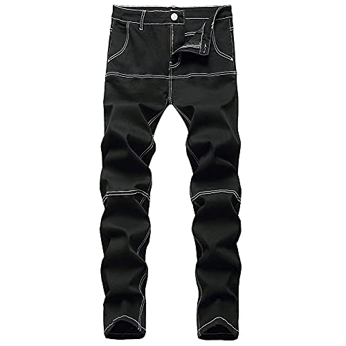 LONGBIDA Mens Skinny Slim Fit Stretch Jeans Denim Pants(Black,30)