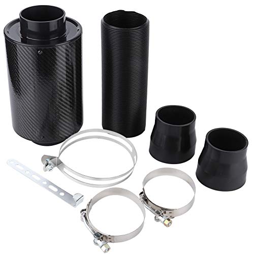Yosoo Health Gear Intake Air Filter, 3" Carbon Fibre Cold Air Filter, Universal Air Intake Induction Kit Induction Filter Box Cold Air Intake System, Feed Enclosed Intake Induction Pipe Hose Kit