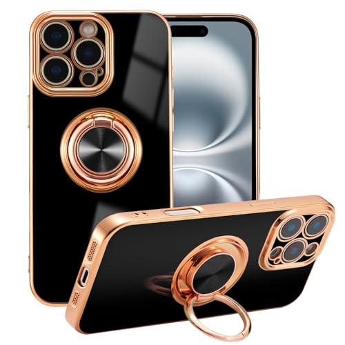 Coque silicone pour Pro Max avec anneau magnétique rotatif 360 noir EYZUTAK