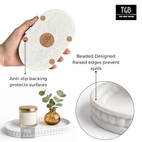 Image of Bathroom Tray for Countertop, White Concrete Organizer for Toiletries & Soap | Minimal Bathroom Sink Tray (20x12 cm)
