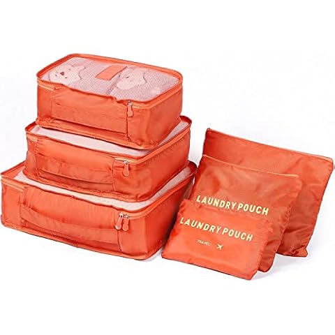 Packing Cubes, WantGor 6 PCS Travel Storage Bag Packing Organizer Sets Luggage Compression Pouches (0range) Cover