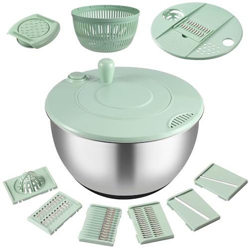 Salad Spinner Stainless Steel, 5.3-Quart Lettuce Washer Spinner and Dryer