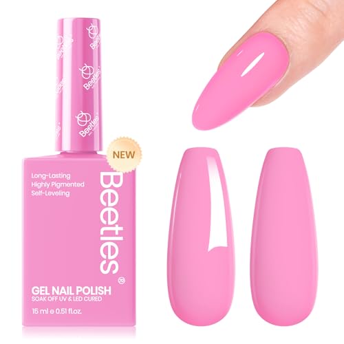 Image of Beetles Pink Gel Polish - First Crush 15ML /0.51Fl Oz, Light Pink Gel Nail Polish, Soak Off UV LED Lamp Nail Art, Long-Lasting Manicure Salon DIY Home Summer Nails