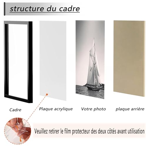 Cadre 30 x 40 cm noir haut de gamme à suspendre au mur - 4