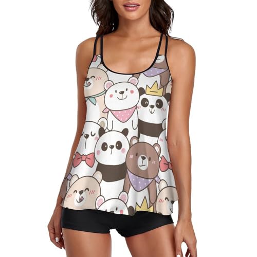 Maillot de bain tankini femme deux pièces robe de plage dessin animé