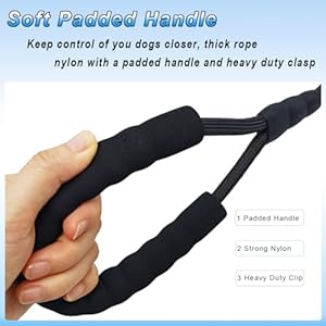   18-Inch-Short-Dog-Leash-Traffic-Pet-Lead-Strong-Nylon-Padded-Handle-Well-Made-Clasp-Great-for-Medium-and-Large-Dogs-Training-Walking-Black