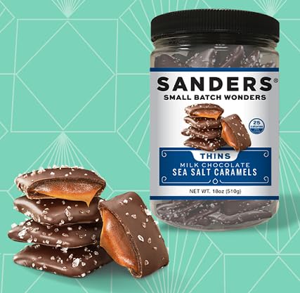 Sanders Confite Milk Chocolate Sea Salt Caramel Thins Tub 18 oz. 2-Pack miniatura 3