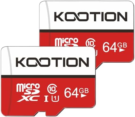 KOOTION Micro SD Karte 64GB Speicherkarte Class 10 U1 Mini SD Karte MicroSDXC A1 4K UHS-I Memory Karte bis zu 85MB/s, 2er Pack MicroSD Card für Kameras Handy Tablets und Android Sm