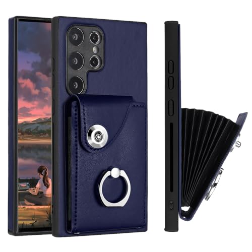 Coque Samsung S25 Ultra magnétique rabat antichoc porte-carte LEMAXELERS bleu
