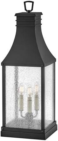 Hinkley Beacon Hill Large Pier Mount Lantern, Low Voltage, Aluminum, Clear Seedy Glass, Old World Charm, Museum Black Finish