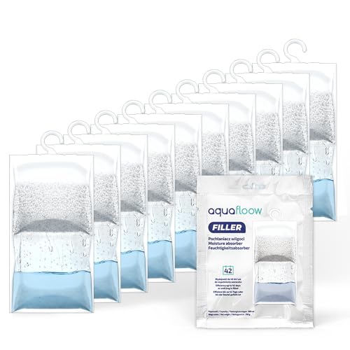 AquaFloow 10x210G Deshumidificador colgante, Absorbente de humedad para armario, Deshumidificador colgante antihumedad, Bolsa desecante resistente a la humedad