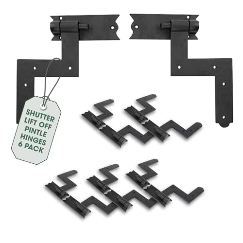 Renovators Supply Manufacturing™ Pack of 6 Wrought Iron Lift-Off Pintle Shutter Hinges – 6.5" Black Colonial Window & Gate Hardware
