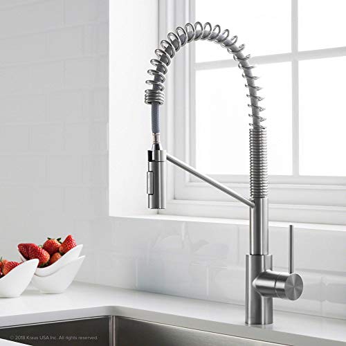Image of KRAUS Oletto Commercial Style Single Handle Pull Down Kitchen Faucet with QuickDock Top Mount Installation Assembly in Chrome, KPF-2631CH