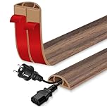 Floor Cable Cover Flexible Floor Cable Protector 3m Wire Covers for Cables Self Adhesive Cable Floor Cover Floor Cord Cover Cable Hider for Home Office Garage (Misty Brown Wood Grain, 30mm×3m)