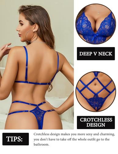 Image of Avidlove Women Lingeries Deep V Teddy Lingerie Sexy Lace Bodysuit Cut Out One Piece Mini Babydoll