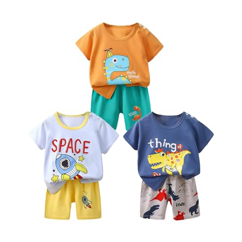 Image of Toddler Baby Boy Clothes for 2t 3t Boys Cute Summer Short Sleeve T-Shirt Tops Shorts Clothes Sets Baby Boy Outfits