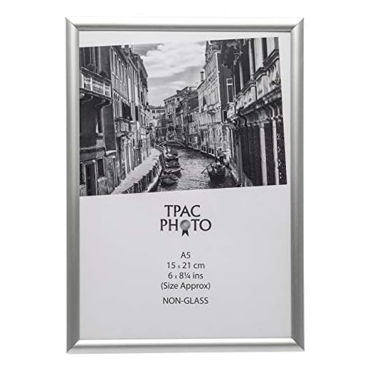 Hampton Frames | Bilderrahmen A5, 14,9 x 21 cm, Silber, Aluminium, Acrylglas | 9 mm Profil, MDF-Rückwand, Wand- & Tischaufstellung | Für Poster & Zertifikate