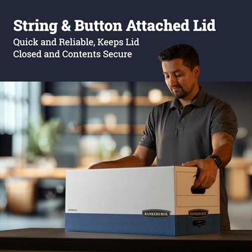 Bankers Box 12-Pack String & Button Heavy-Duty File Box, Letter, FastFold by Bankers Box - Image 5