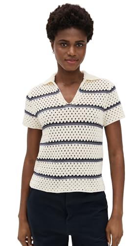 Vince Women's Macrame Stripe Henley Tee