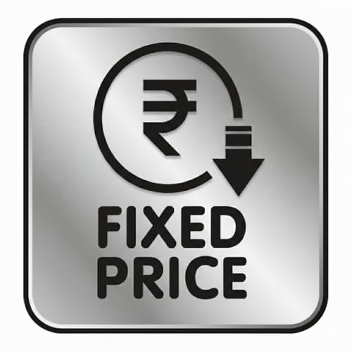 Image of Premium Brushed Finish Silver Black Fixed Price Sign For Glass Doors 6x6 Inch For Office, Stores, Cafe, Hotel, Restaurant, Business & Shop, Self-Adhesive, Acrylic Signage