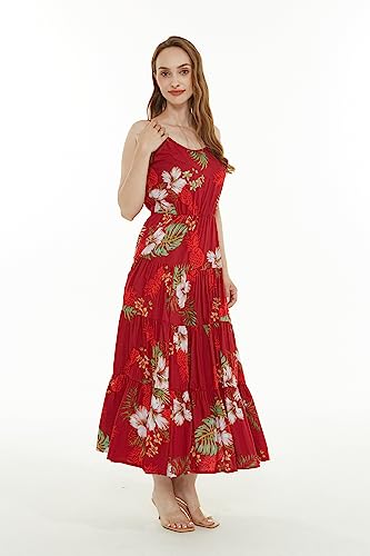 Image of Matchable Family Hawaiian Luau Men Women Girl Boy Clothes in Pineapple Garden Burgundy