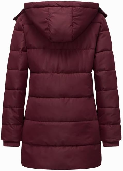 GGleaf Women's Winter Thicken Puffer Coat Warm Snow Jacket with Removable Hood Fashions Long Jacket - Image 3