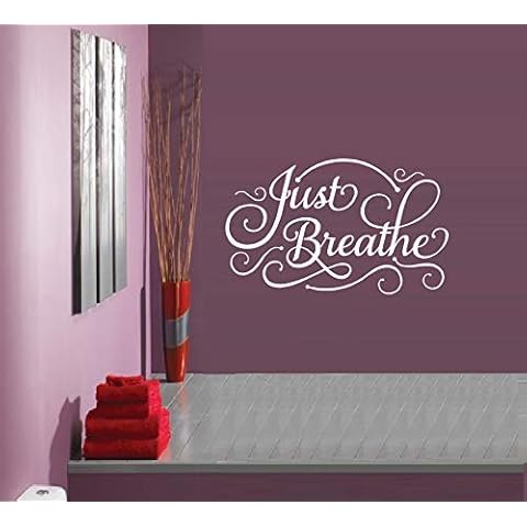 BestPricedDecals Just Breathe #6 ~ Wall or Window Decal 13" x 21" (White) Cover