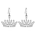 Sterling Silver Round Cubic Zirconia Crown Dangle Earrings